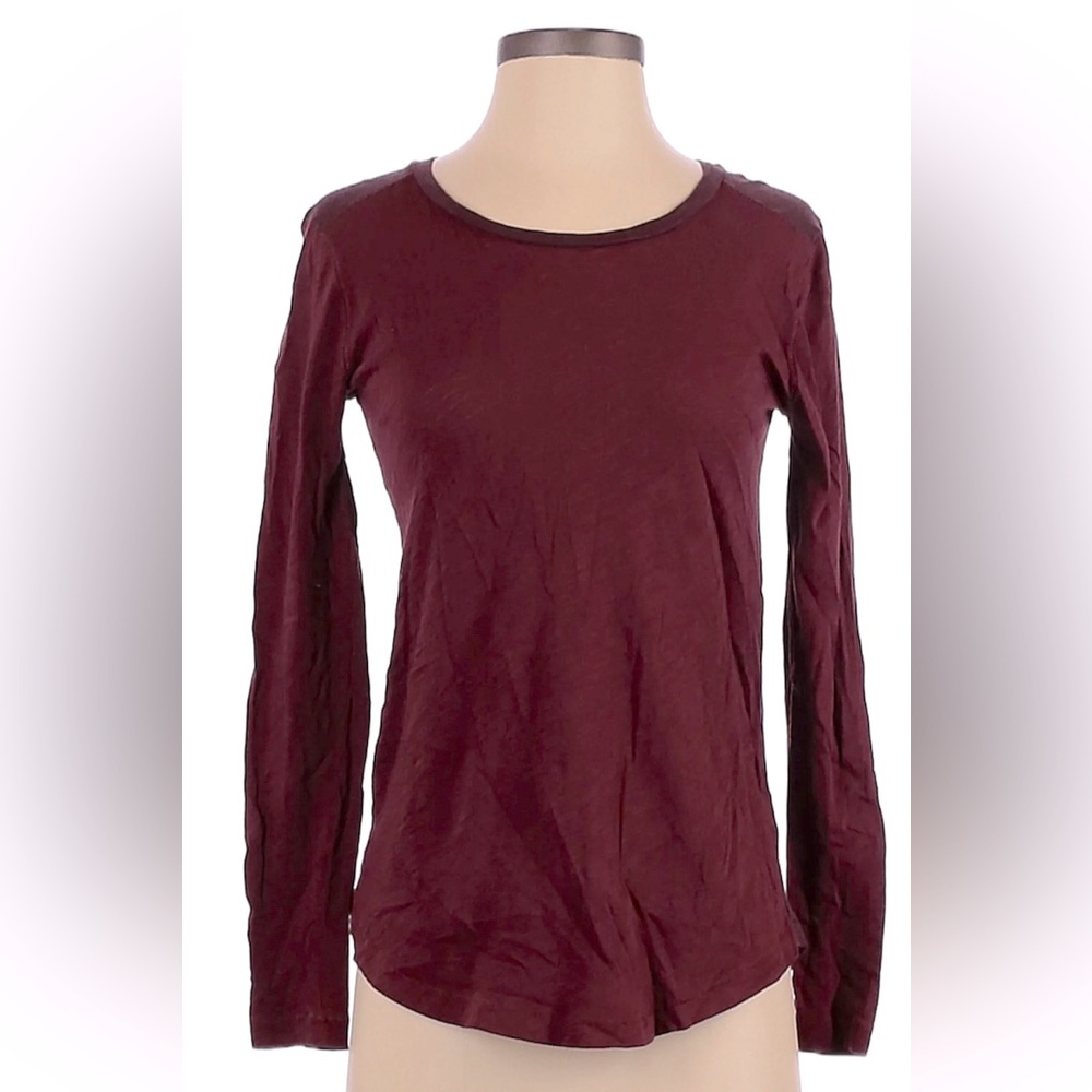 Madewell whisper cotton long-sleeved tee, maroon, size M